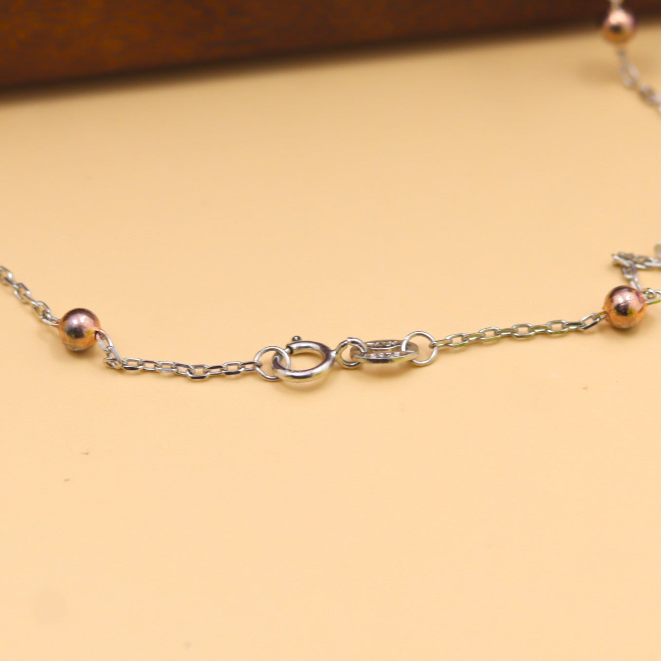 Dual Tone Beaded 925 Silver Chain