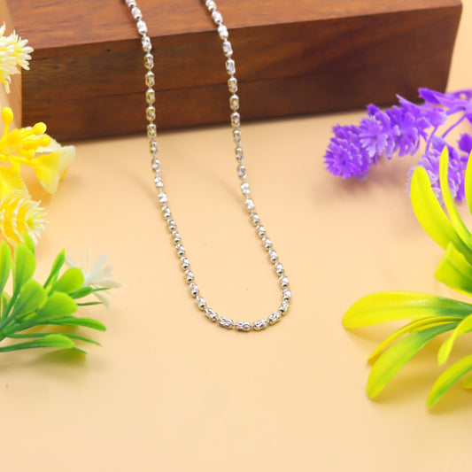 Premium High-Shine Beaded 925 Silver Chain