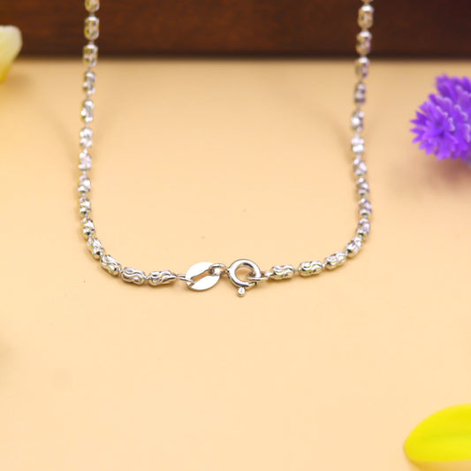 Premium High-Shine Beaded 925 Silver Chain