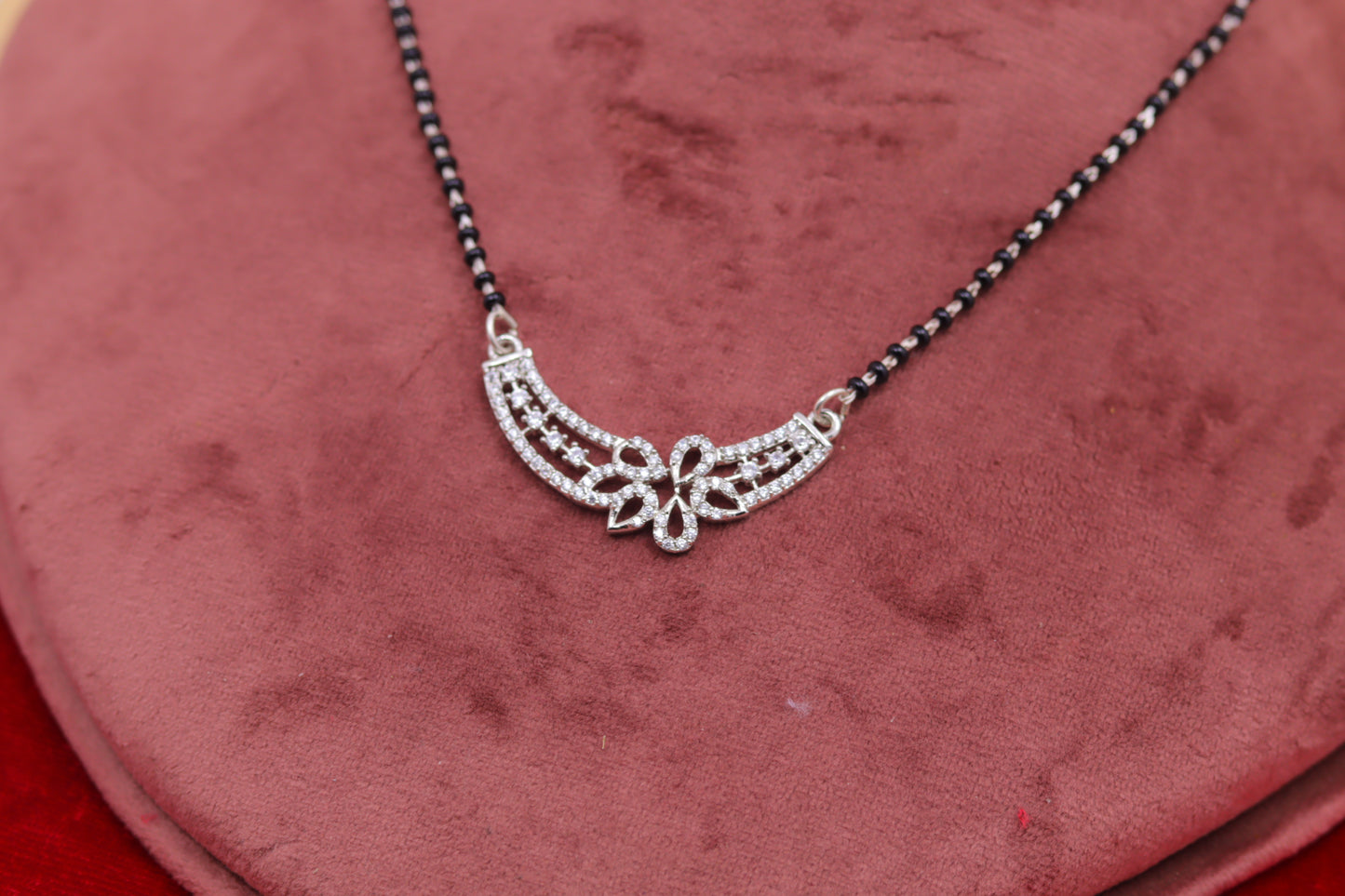 Graceful Butterfly Wing Silver Mangalsutra