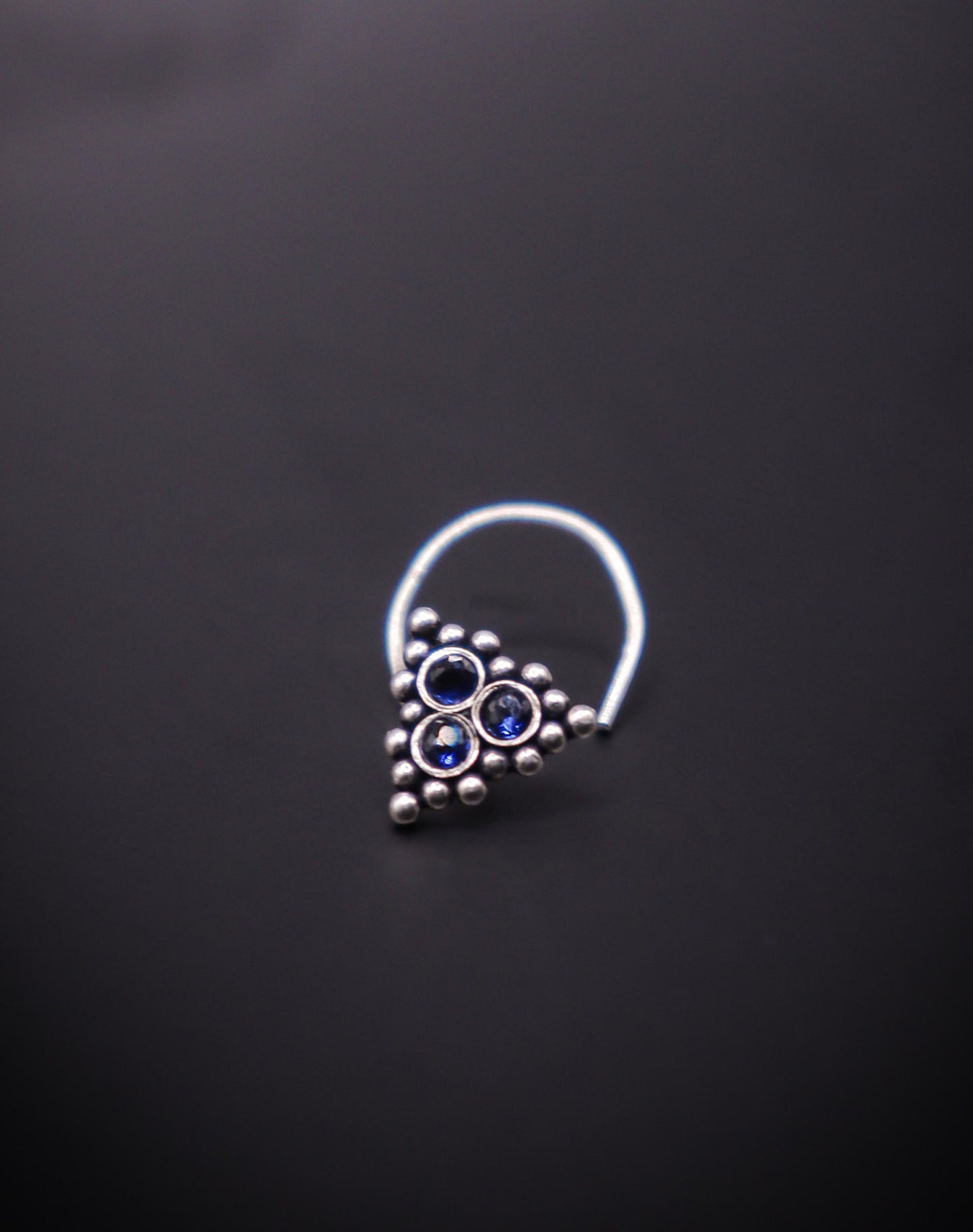 Tri Bead Cluster Silver Nose Pin