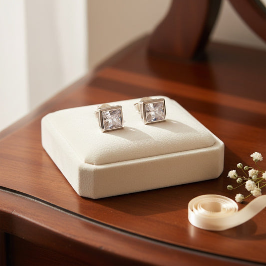 Classic Square-Cut Silver Stud