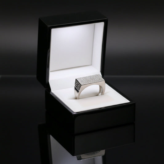 Imperial Greek Key Pavé Silver Ring