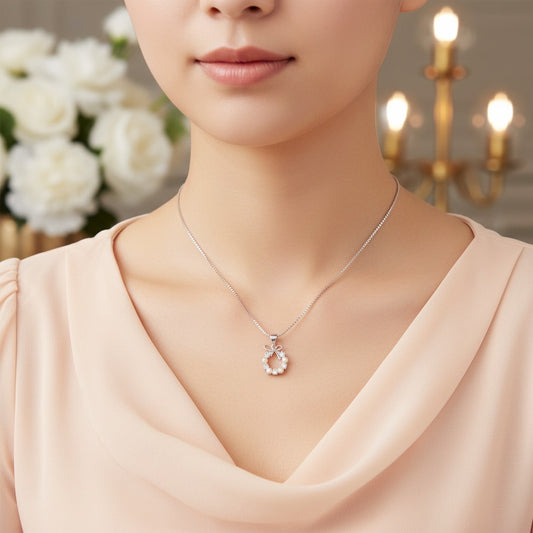 Elegant Bow Circle Pendant in 925 Sterling Silver