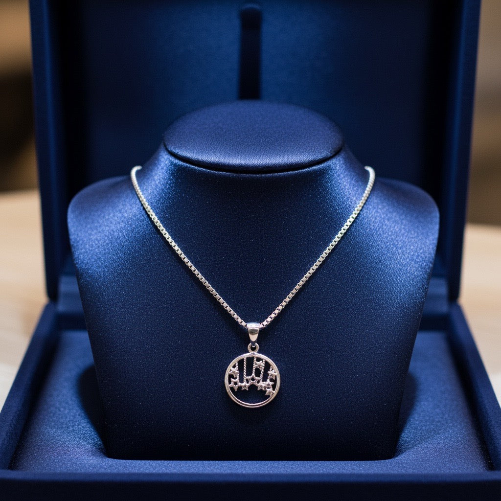 Sacred Hand Circle Silver Pendant