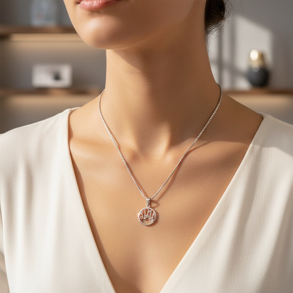 Sacred Hand Circle Silver Pendant