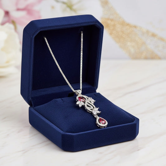 Ruby Vine Elegance Silver Pendant