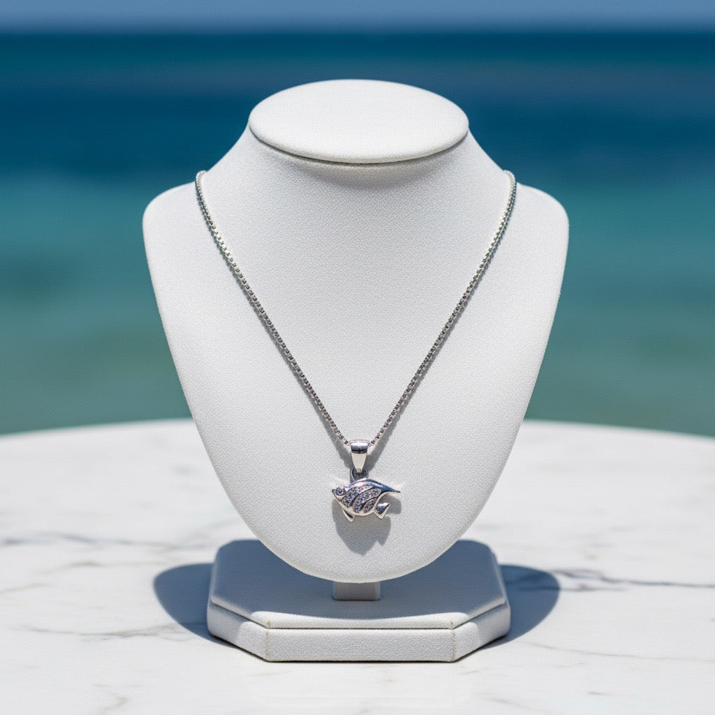 925 Sterling Silver Sparkling Fish Pendant