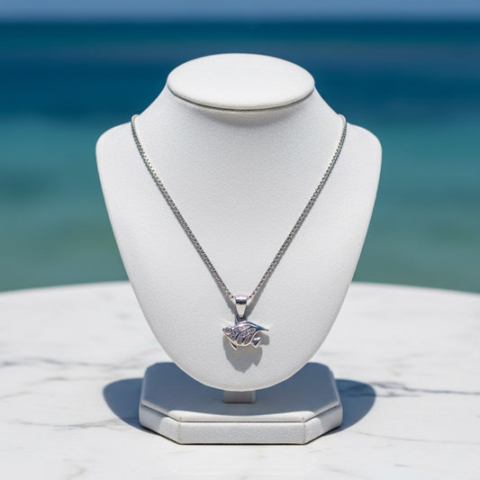 925 Sterling Silver Sparkling Fish Pendant