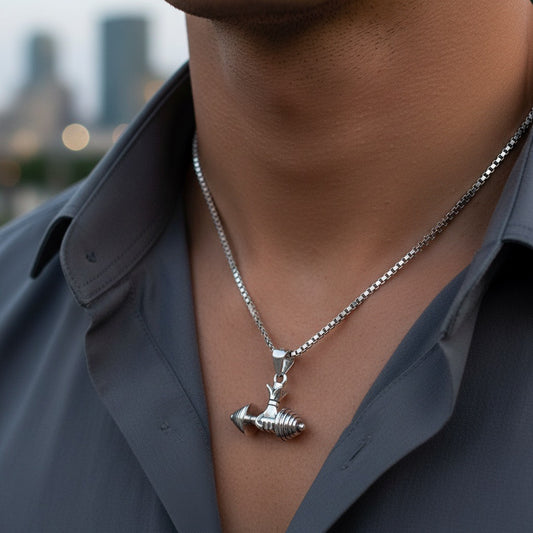 Men’s 925 Sterling Silver Dumbbell Pendant