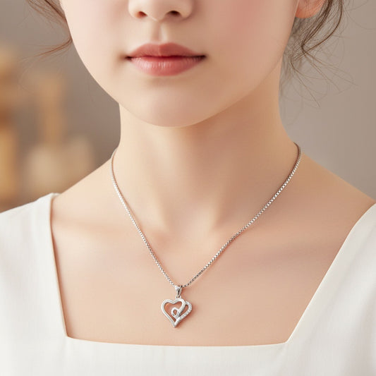 Twin Heart Embrace Silver Pendant