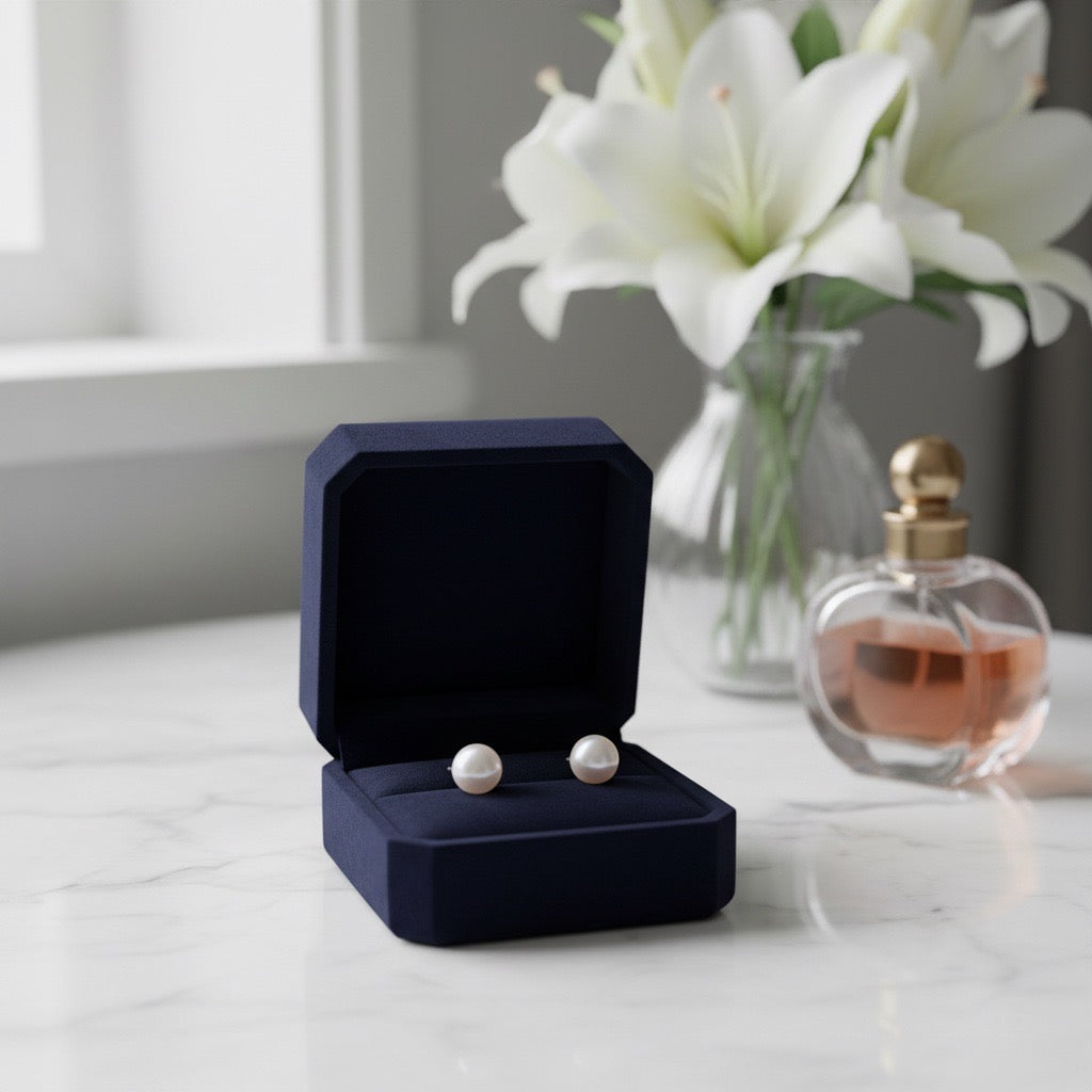 Classic Pearl Silver Stud Earrings