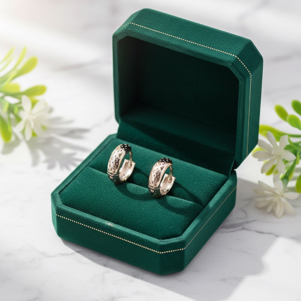 Men’s Textured Silver Hoop Earrings