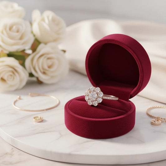 Royal Bloom Halo Silver Ring