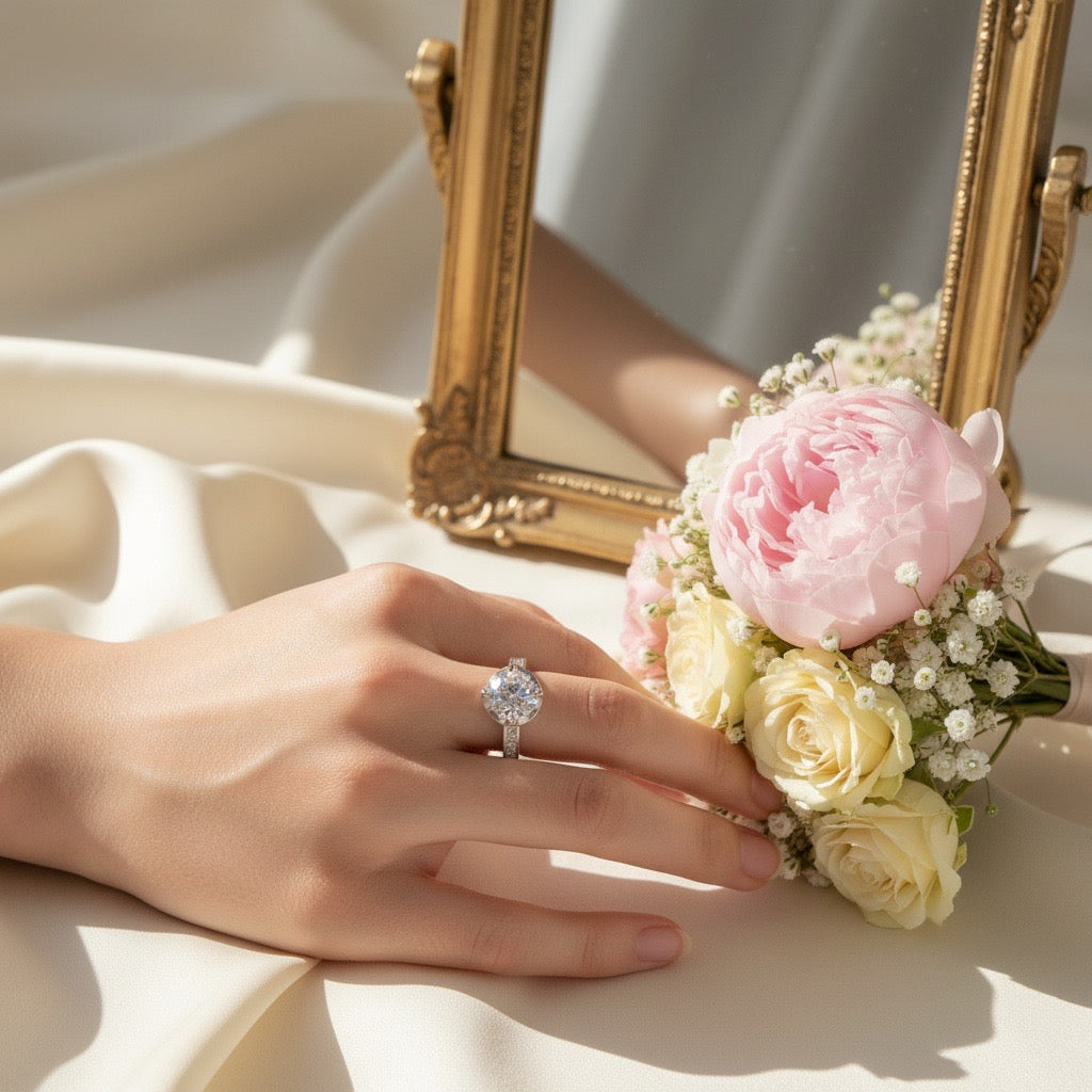 Classic Solitaire Sparkle Silver Ring