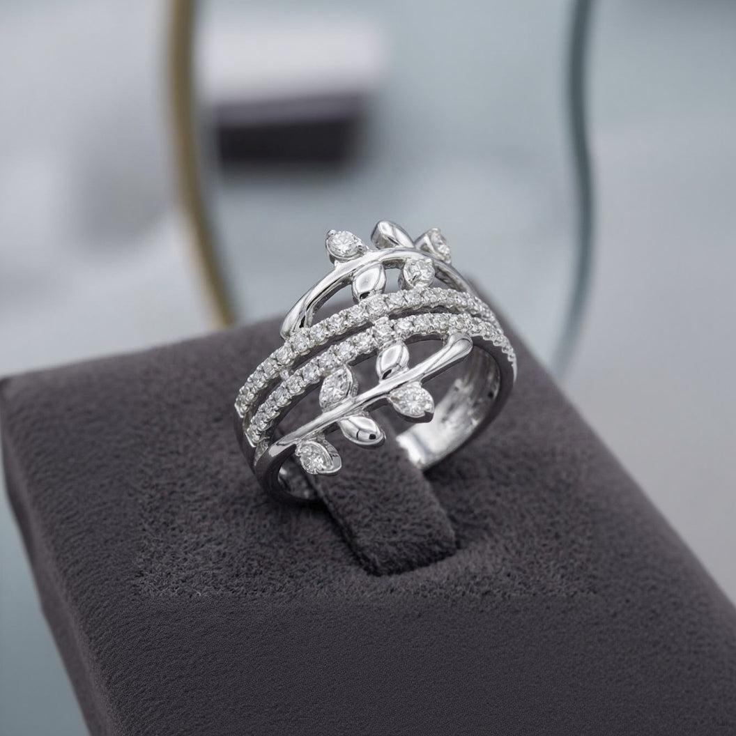 Elegant Vine Band Silver Ring