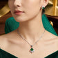 Emerald Glow Square Silver Pendant Set