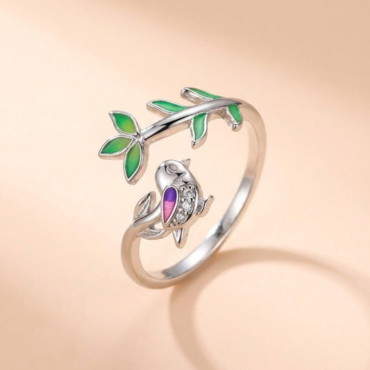 Whispering Bird Branch Silver Ring