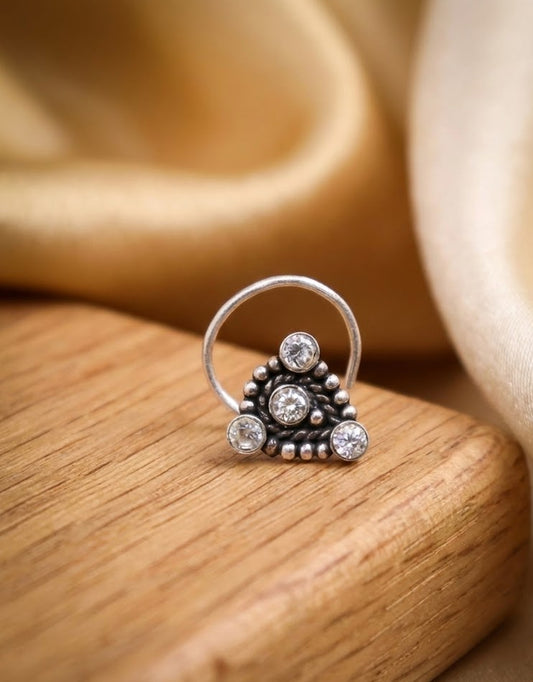 Trinity Spark Silver Nose Pin