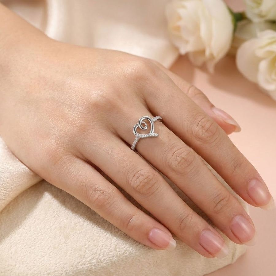 Spiral Heart Silver Ring