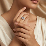 Elegant Halo Solitaire Silver Ring