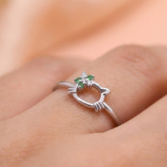 Timeless Halo Solitaire Silver Ring