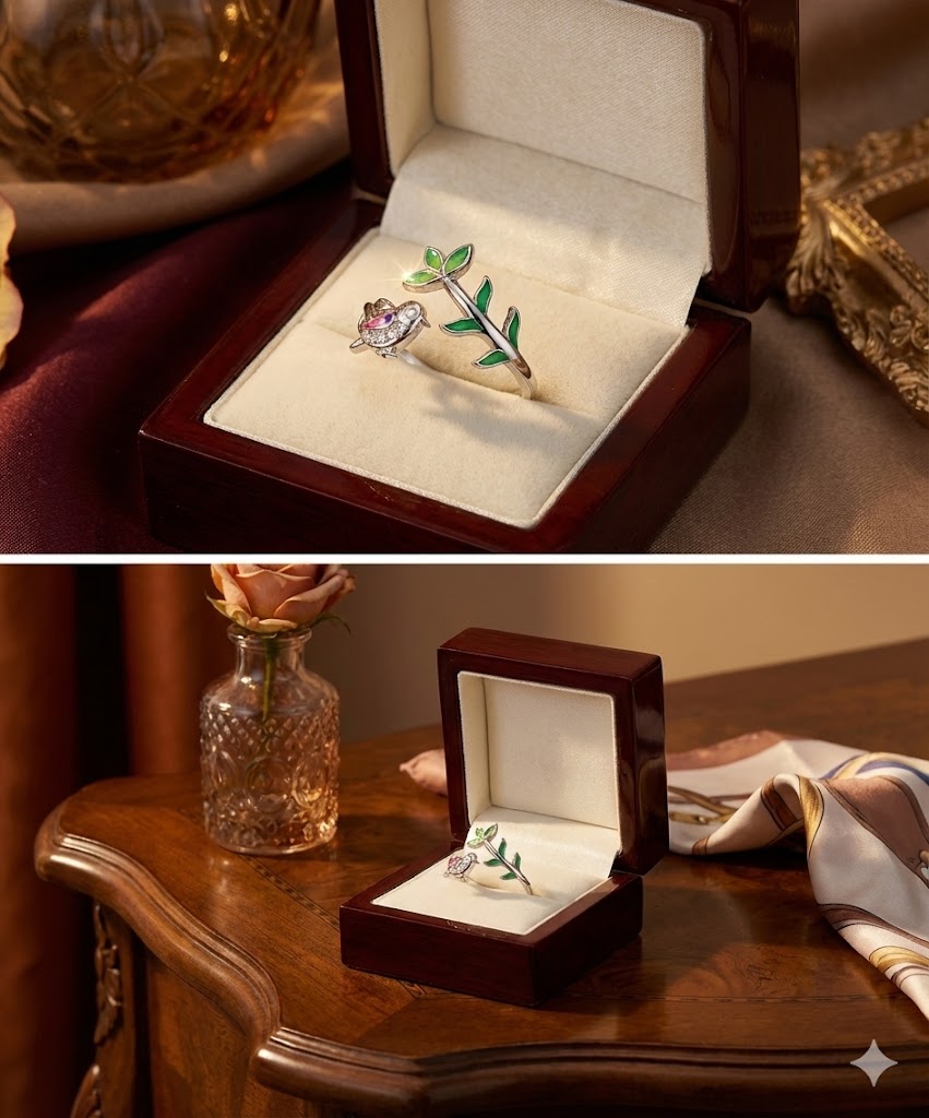 Whispering Bird Branch Silver Ring