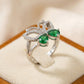 Emerald Butterfly Halo Silver Ring