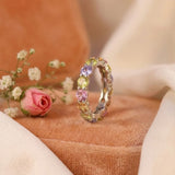 Pastel Rainbow Eternity Silver Ring