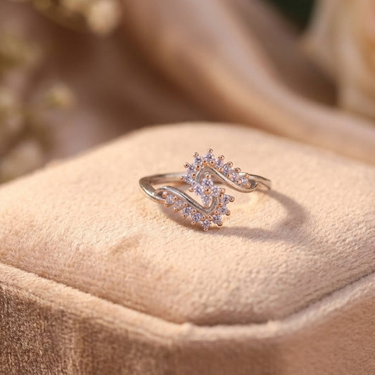 Graceful Swirl Sparkle Silver Ring