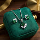 Emerald Glow Square Silver Pendant Set