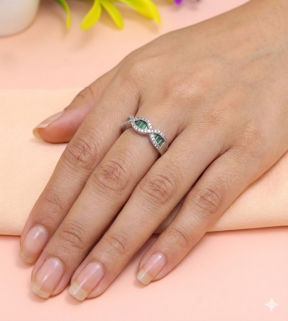 Emerald Infinity Silver Ring