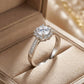 Classic Halo Solitaire Silver Ring