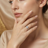 Classic Halo Solitaire Silver Ring