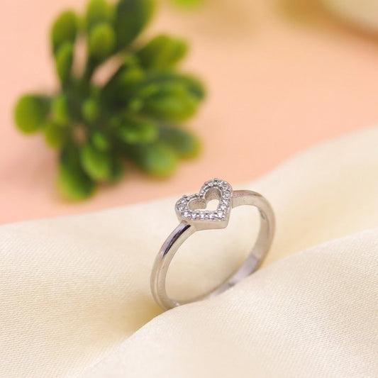 Open Heart Sparkle Silver Ring