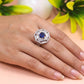 Royal Sapphire Halo Silver Ring