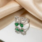 Emerald Butterfly Halo Silver Ring